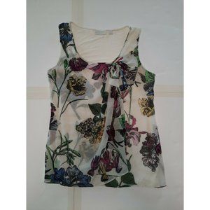 New York & Co. womens tank top sleeveless blouse floral ivory size medium M
